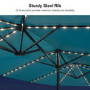 PURPLE LEAF Table Umbrella with Lights Double-Sided Market Umbrella with Base