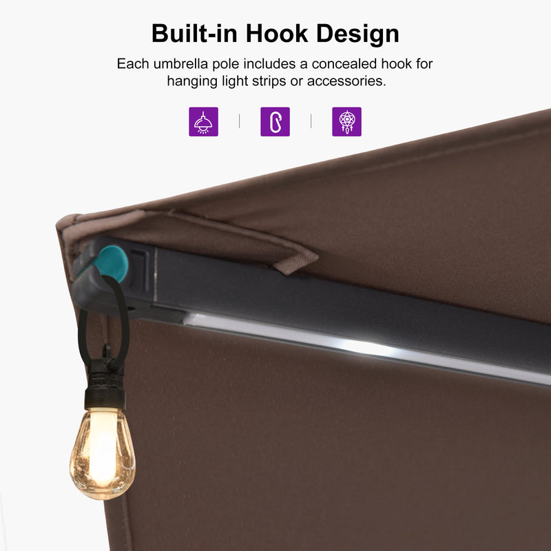 PURPLE LEAF Double-Sided Market Umbrella with Light Large Patio Umbrellas with Base