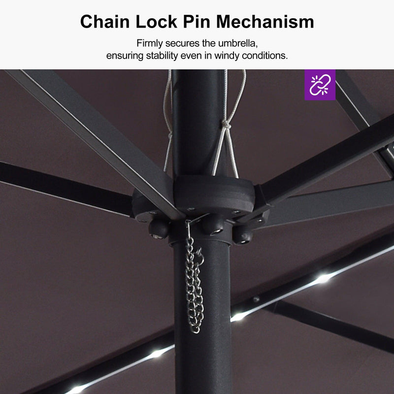 PURPLE LEAF Double-Side Patio Umbrella with Lights Market Umbrella with Base