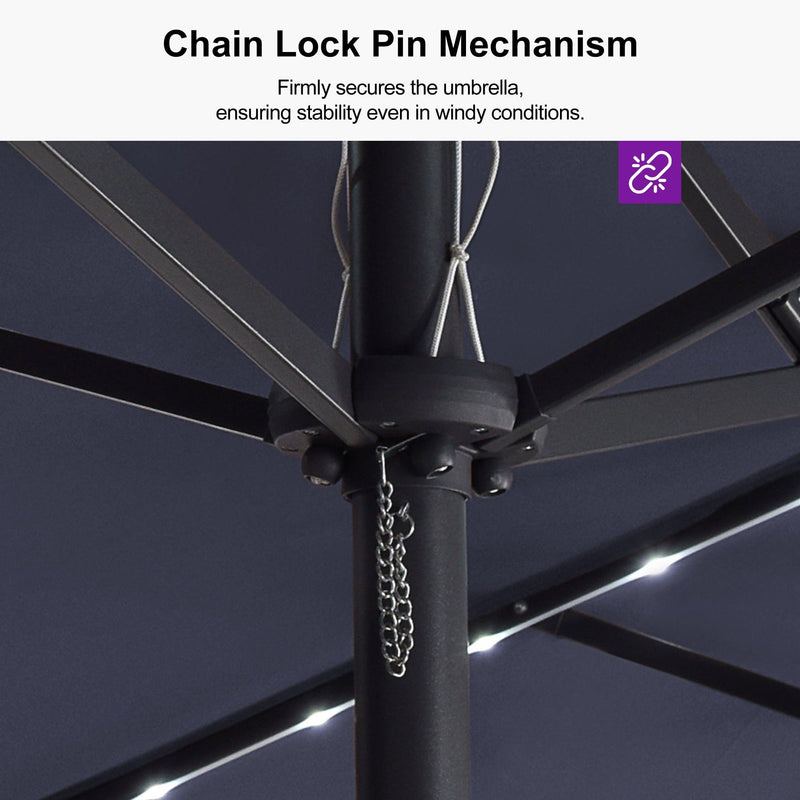 PURPLE LEAF Double-Side Patio Umbrella with Lights Market Umbrella with Base