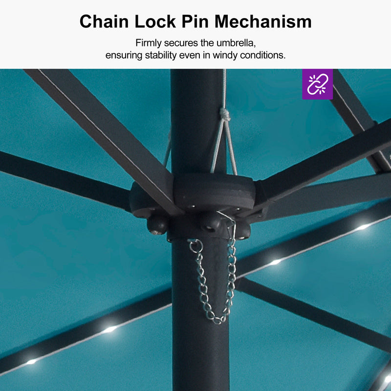 PURPLE LEAF Double-Sided Market Umbrella with Light Large Patio Umbrellas with Base