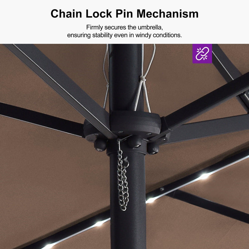 PURPLE LEAF Double-Side Patio Umbrella with Lights Market Umbrella with Base