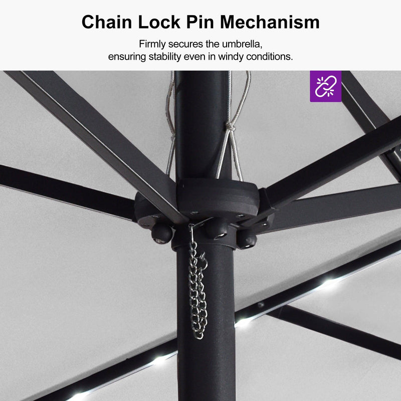 PURPLE LEAF Double-Side Patio Umbrella with Lights Market Umbrella with Base