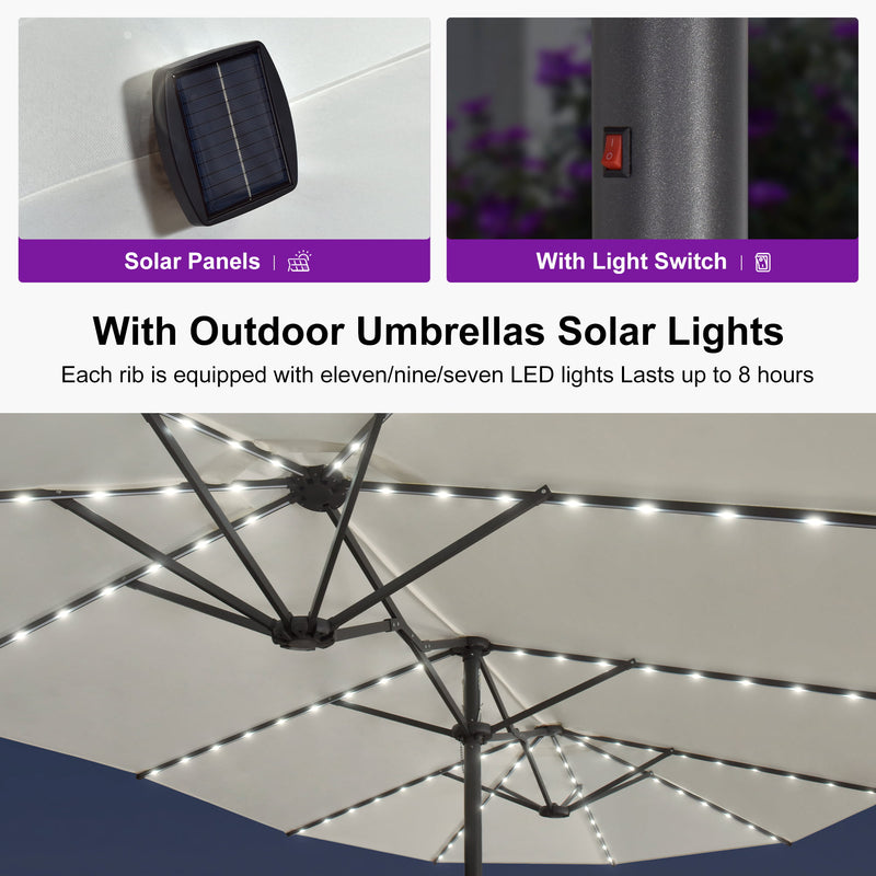 PURPLE LEAF Double-Sided Market Umbrella with Light Large Patio Umbrellas with Base