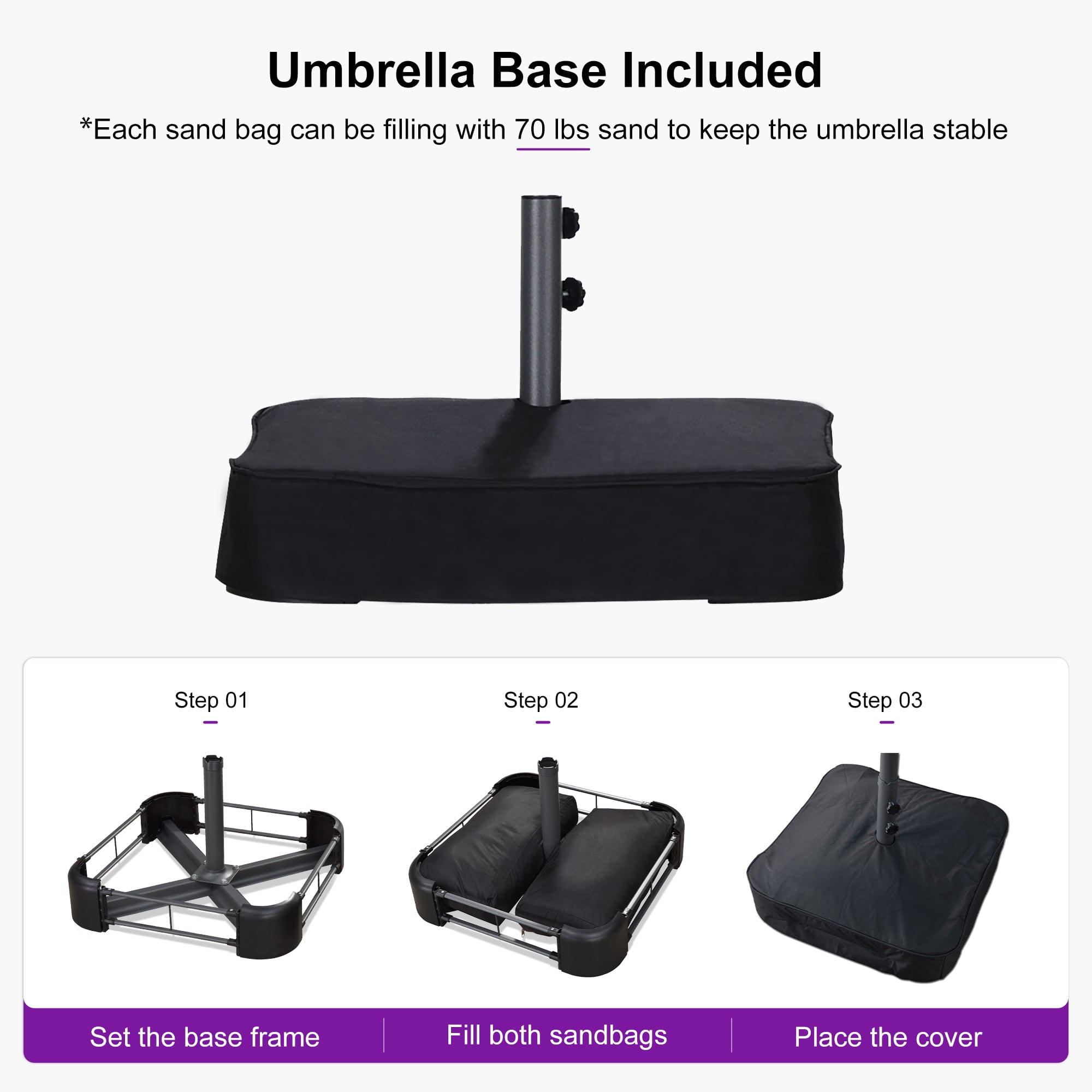 Open-Box Double-Sided Market Umbrella | LED & Base