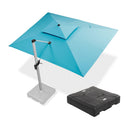 PURPLE LEAF 10x13ft teal cantilever umbrella with double tier canopy and black base for outdoor garden.