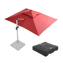 PURPLE LEAF Rectangular Large Outdoor Cantilever Umbrella With Base for Garden, Pool