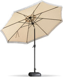 PURPLE LEAF Fringe Umbrella Patio Market Umbrella with Adjustable Corner - Purple Leaf Garden