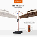 PURPLE LEAF SUNBRELLA Cantilever Umbrella Deluxe Wood Pattern Patio Umbrella