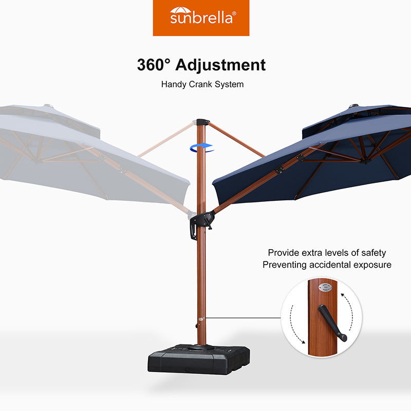 PURPLE LEAF SUNBRELLA Cantilever Umbrella Deluxe Wood Pattern Patio Umbrella