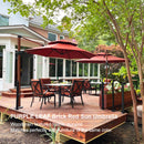 PURPLE LEAF Double Top 10 / 11 / 12 / 13 ft Round Aluminum Patio Umbrella in Wood Color