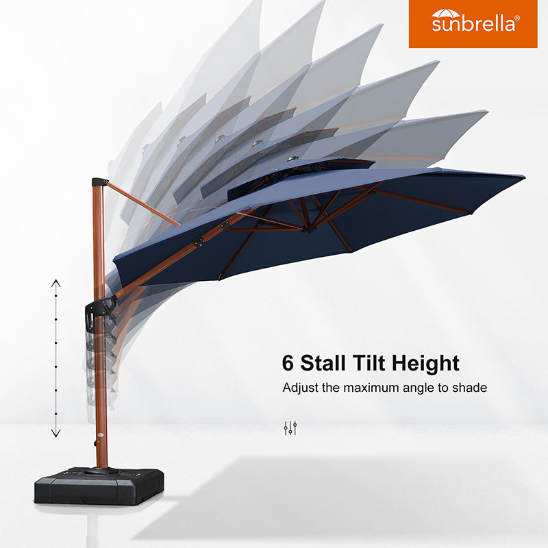PURPLE LEAF SUNBRELLA Cantilever Umbrella Deluxe Wood Pattern Patio Umbrella
