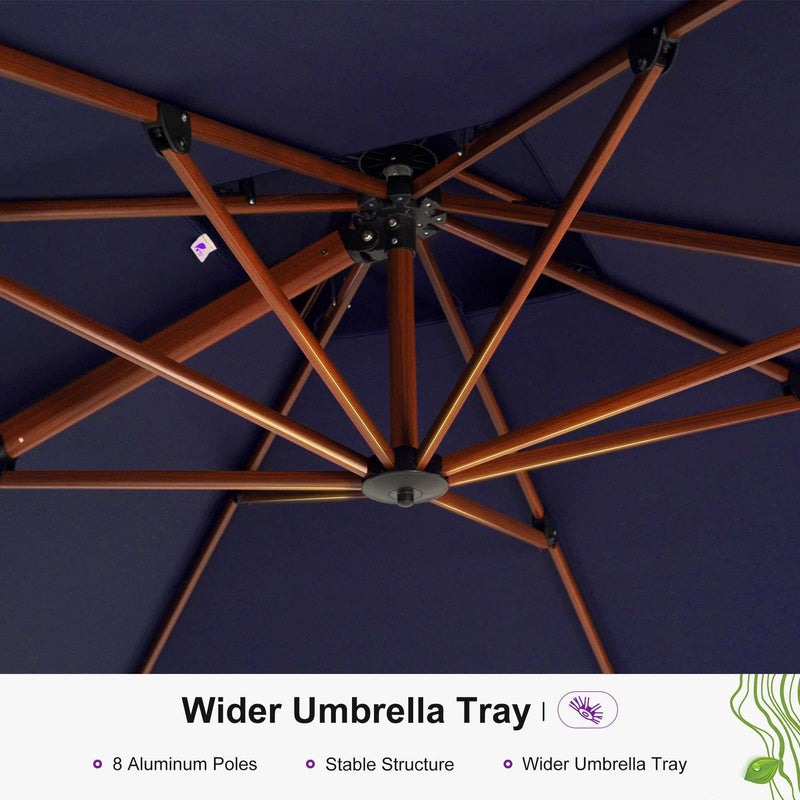 PURPLE LEAF Outdoor Patio Umbrella with Base, Garden Pool Umbrella, Navy Blue