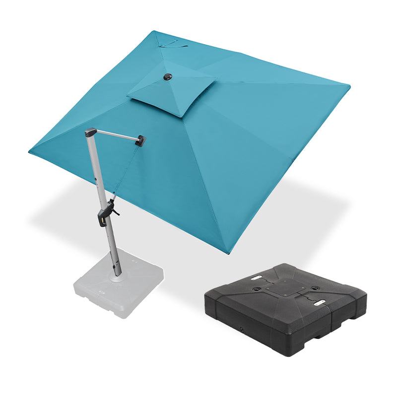 PURPLE LEAF Rectangular Large Outdoor Cantilever Umbrella With Base for Garden, Pool