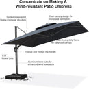 PURPLE LEAF Double Top Cantilever Patio Umbrella UV50+ Fade Resistant Outdoor Umbrellas