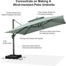 PURPLE LEAF Double Top Cantilever Patio Umbrella UV50+ Fade Resistant Outdoor Umbrellas