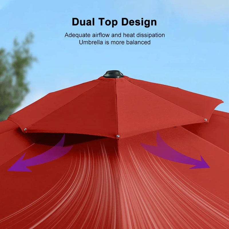 PURPLE LEAF Large Round Patio Cantilever Umbrella With Base for Deck, Pool, Backyard