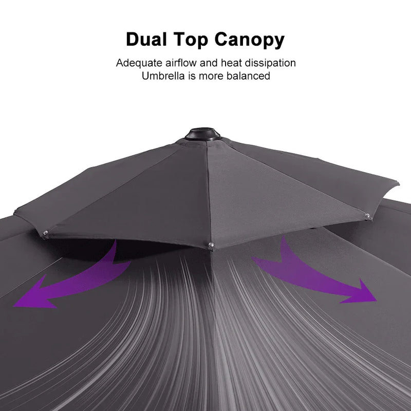 PURPLE LEAF Large Round Patio Cantilever Umbrella With Base for Deck, Pool, Backyard