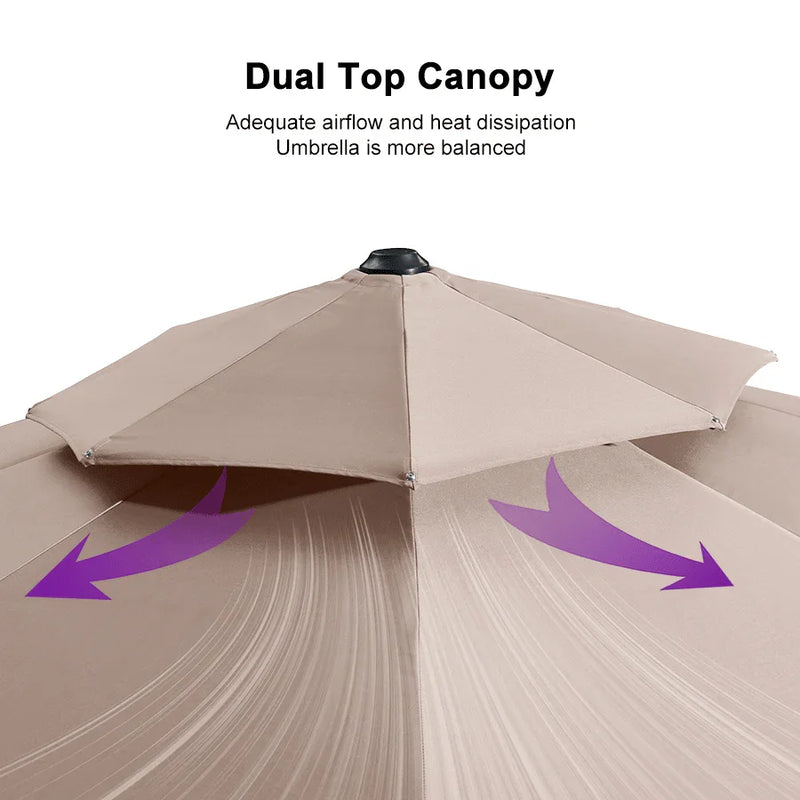 PURPLE LEAF Large Round Patio Cantilever Umbrella With Base for Deck, Pool, Backyard