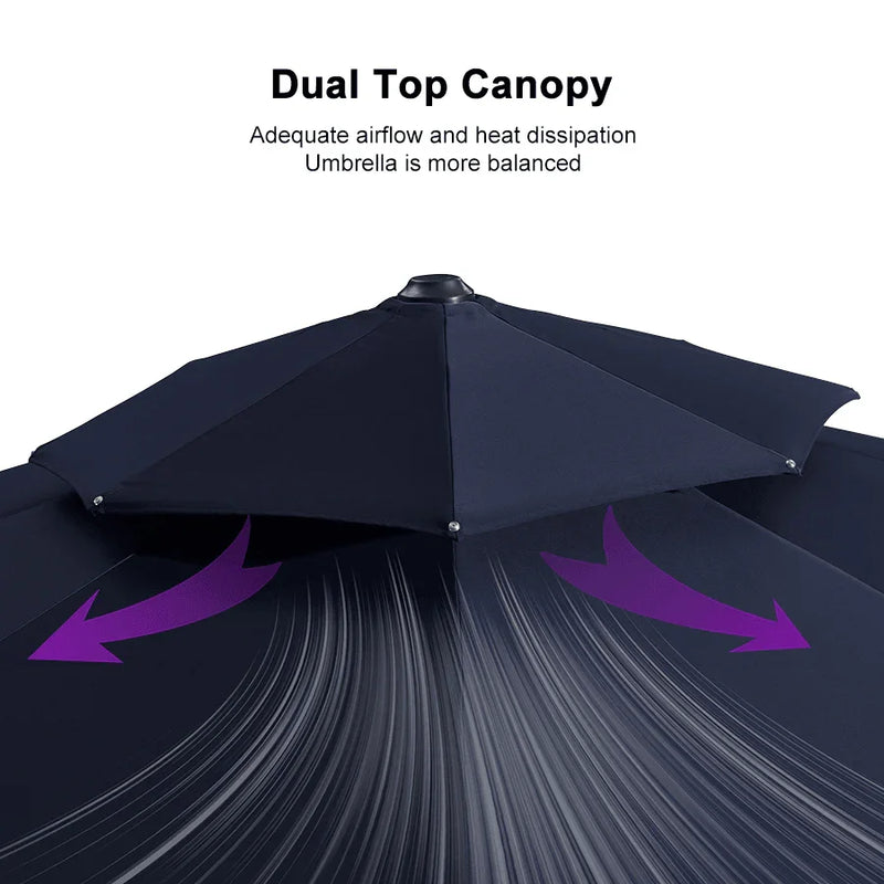 PURPLE LEAF Large Round Patio Cantilever Umbrella With Base for Deck, Pool, Backyard