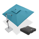 PURPLE LEAF Patio Umbrella with Base, Cantilever Umbrellas for Pool, Turquoise Blue