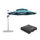 PURPLE LEAF Patio Umbrella with Base, Cantilever Umbrellas for Pool, Turquoise Blue