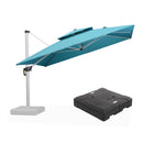 PURPLE LEAF Large Square Patio Cantilever Umbrella With Base for Garden Pool Porch