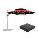 PURPLE LEAF Red Patio Umbrella with Base, Outdoor Cantilever Umbrellas