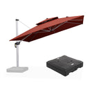 PURPLE LEAF Large Square Patio Cantilever Umbrella With Base for Garden Pool Porch