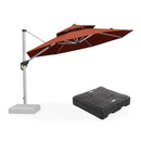 PURPLE LEAF Red Patio Umbrella with Base, Outdoor Cantilever Umbrellas