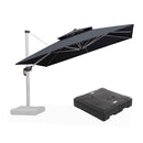 PURPLE LEAF Large Square Patio Cantilever Umbrella With Base for Garden Pool Porch