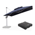 PURPLE LEAF Large Square Patio Cantilever Umbrella With Base for Garden Pool Porch