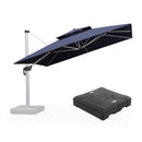 PURPLE LEAF Large Square Patio Cantilever Umbrella With Base for Garden Pool Porch