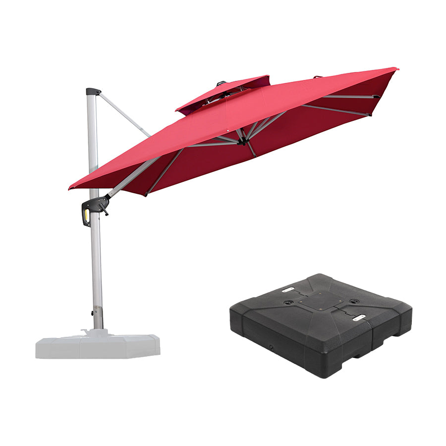 Double-Top Cantilever Patio Umbrella with Base