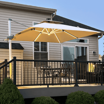 9/10/11/12ft Solar LED Square Cantilever Patio Umbrella 9/10/11/12ft Solar LED Square Cantilever Patio Umbrella