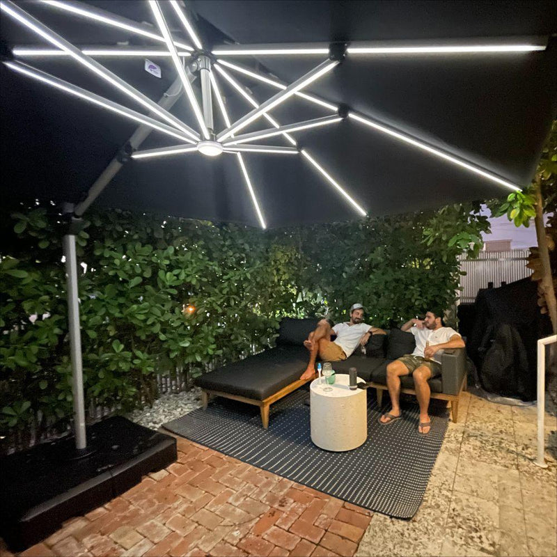 PURPLE LEAF 10 / 11 / 12 ft Round Outdoor Umbrellas with Lights - Purple Leaf Garden