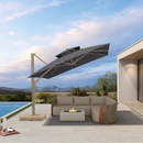 PURPLE LEAF Provence Series Outdoor Cantilever Patio Umbrella with Champagne Gold Frame for Terrace, Deck & Lounge