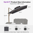 PURPLE LEAF Provence Series Outdoor Cantilever Patio Umbrella with Champagne Gold Frame for Terrace, Deck & Lounge