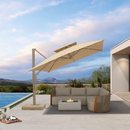 PURPLE LEAF Provence Series Outdoor Cantilever Patio Umbrella with Champagne Gold Frame for Terrace, Deck & Lounge