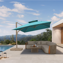 PURPLE LEAF Provence Series Outdoor Cantilever Patio Umbrella with Champagne Gold Frame for Terrace, Deck & Lounge