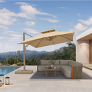 PURPLE LEAF Provence Series Outdoor Cantilever Patio Umbrella with Champagne Gold Frame for Terrace, Deck & Lounge