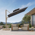 PURPLE LEAF Provence Series Outdoor Cantilever Patio Umbrella with Champagne Gold Frame for Terrace, Deck & Lounge