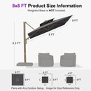 PURPLE LEAF Provence Series Outdoor Cantilever Patio Umbrella with Champagne Gold Frame for Terrace, Deck & Lounge