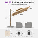 PURPLE LEAF Provence Series Outdoor Cantilever Patio Umbrella with Champagne Gold Frame for Terrace, Deck & Lounge