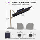 PURPLE LEAF Provence Series Outdoor Cantilever Patio Umbrella with Champagne Gold Frame for Terrace, Deck & Lounge