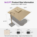 PURPLE LEAF Provence Series Outdoor Cantilever Patio Umbrella with Champagne Gold Frame for Terrace, Deck & Lounge