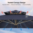 PURPLE LEAF Champagne Gold Cantilever Patio Umbrella with Base, Provence Series