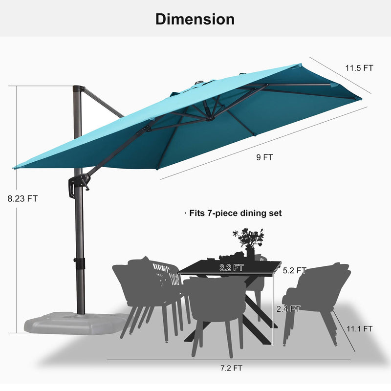 PURPLE LEAF Affordable Patio Umbrella with Base, Square and Rectangular Outdoor Umbrella