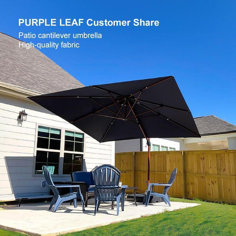 PURPLE LEAF Outdoor Patio Umbrella with Base, Garden Pool Umbrella, Navy Blue