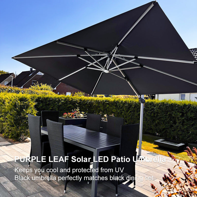 PURPLE LEAF Rectangle Outdoor Patio Umbrellas with Lights